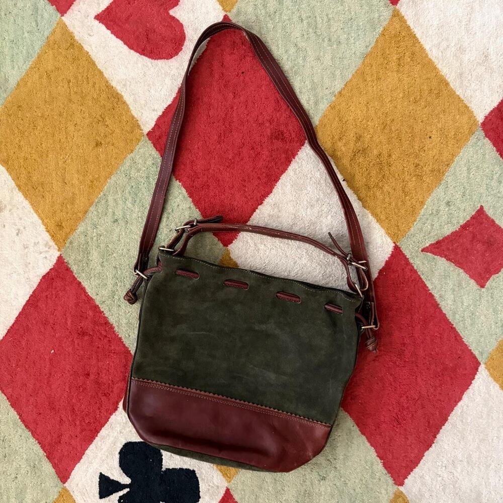 Vintage moss green suede bag